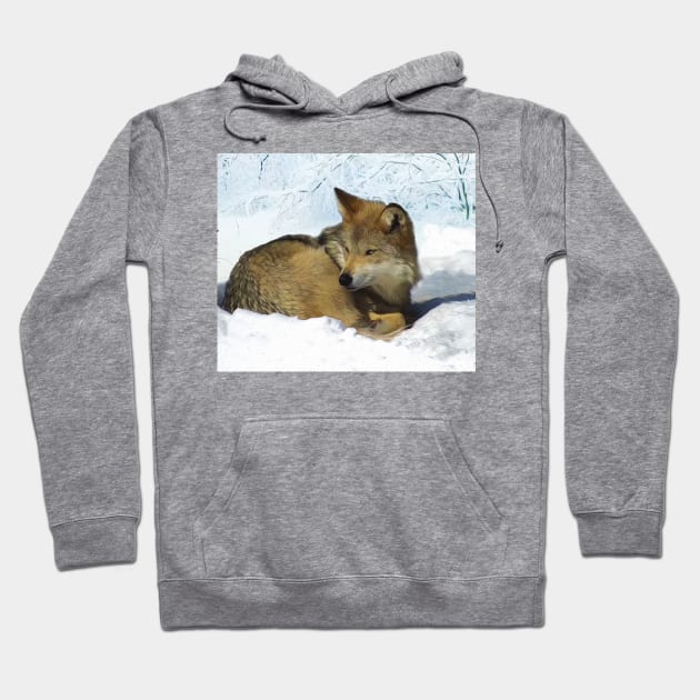 Wolf in the snow Hoodie by Guardi